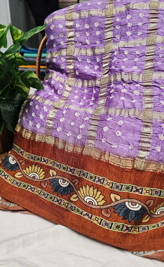 Purple Bandhani Silk Saree