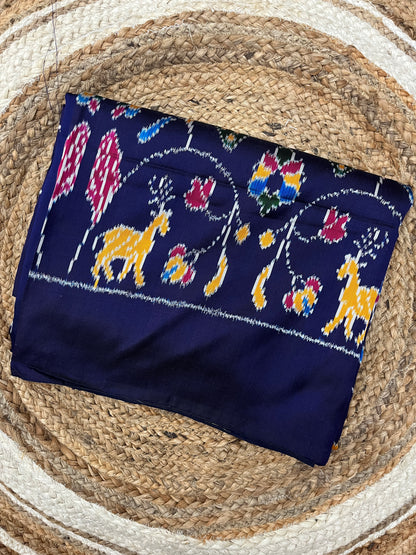 Navy Blue Patola Silk Saree