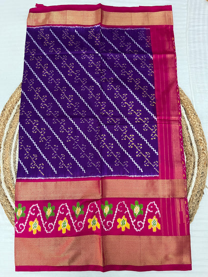 Purple and Magenta Ikkat Patola Silk Saree