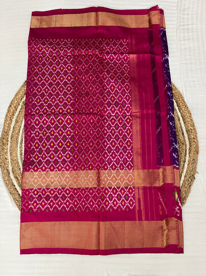 Purple and Magenta Ikkat Patola Silk Saree