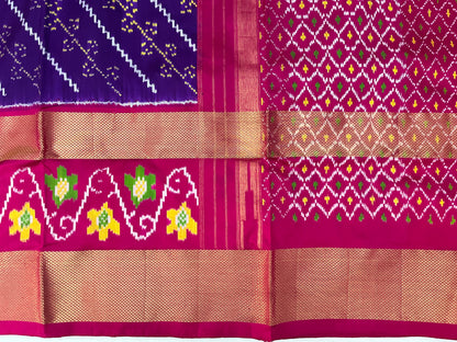 Purple and Magenta Ikkat Patola Silk Saree