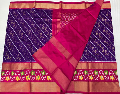 Purple and Magenta Ikkat Patola Silk Saree