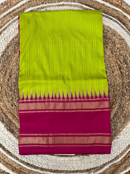 Green and Magenta Ikkat Patola Silk Saree