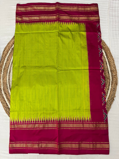 Green and Magenta Ikkat Patola Silk Saree