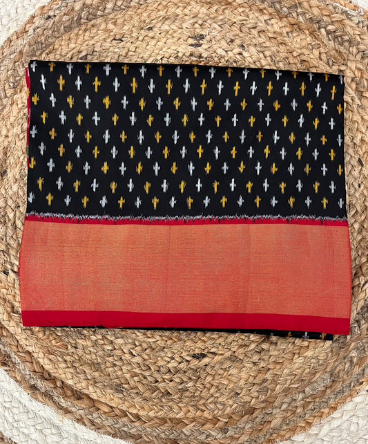 Black and Red Ikkat Patola Silk Saree