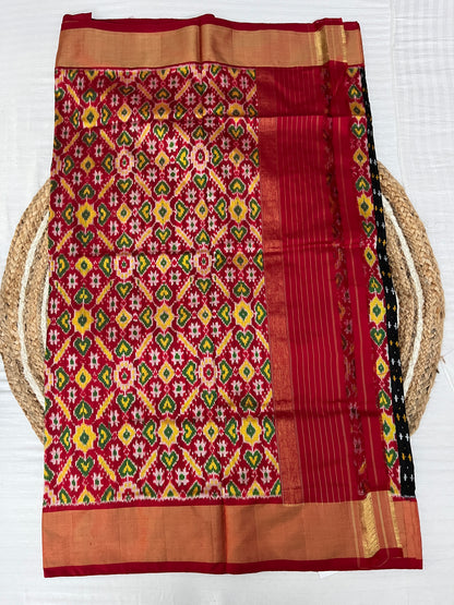 Black and Red Ikkat Patola Silk Saree