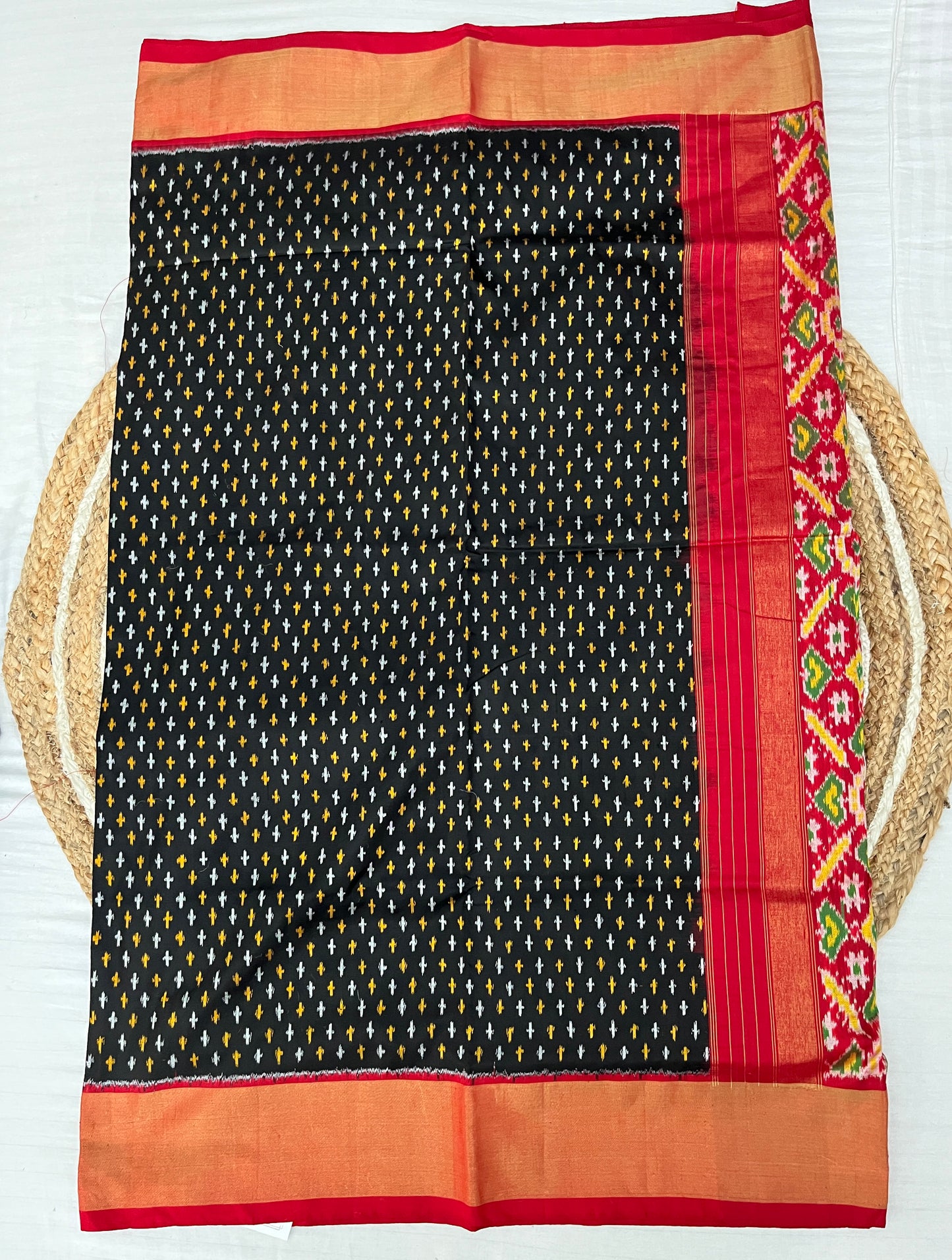 Black and Red Ikkat Patola Silk Saree