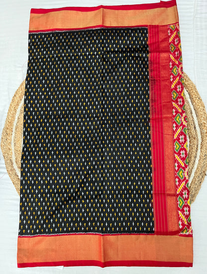 Black and Red Ikkat Patola Silk Saree