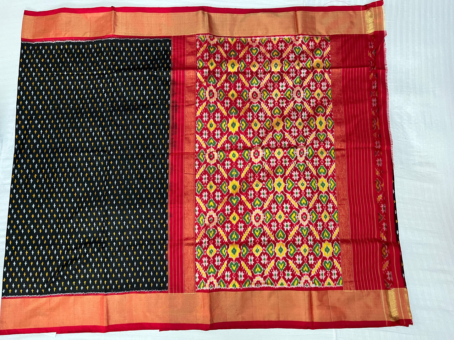 Black and Red Ikkat Patola Silk Saree