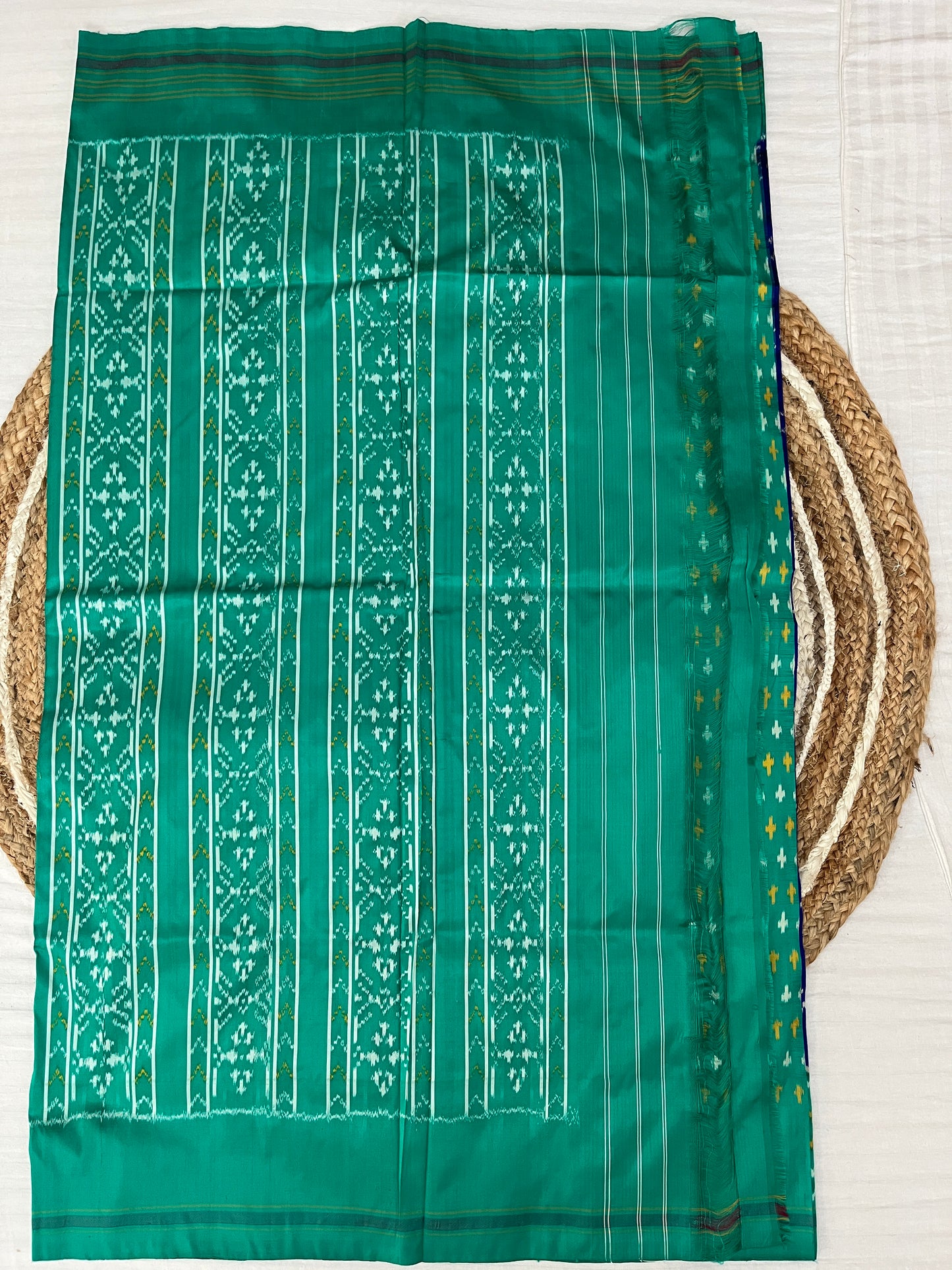 Dark Blue and Turquoise Blue Ikkat Patola Silk Saree