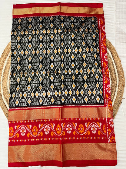 Black and Red Ikkat Patola Silk Saree