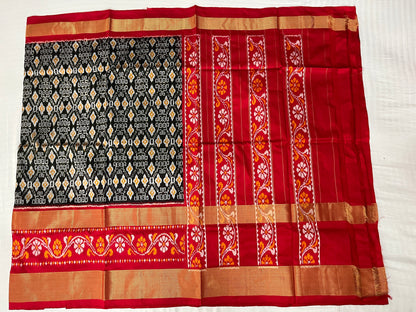 Black and Red Ikkat Patola Silk Saree