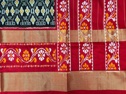 Black and Red Ikkat Patola Silk Saree