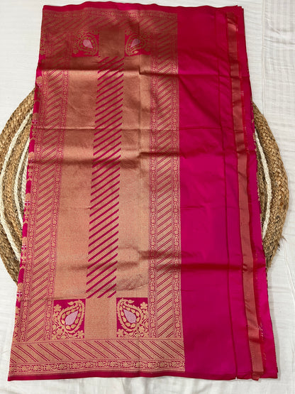 Rani Pink Silk Katan Jaal Saree