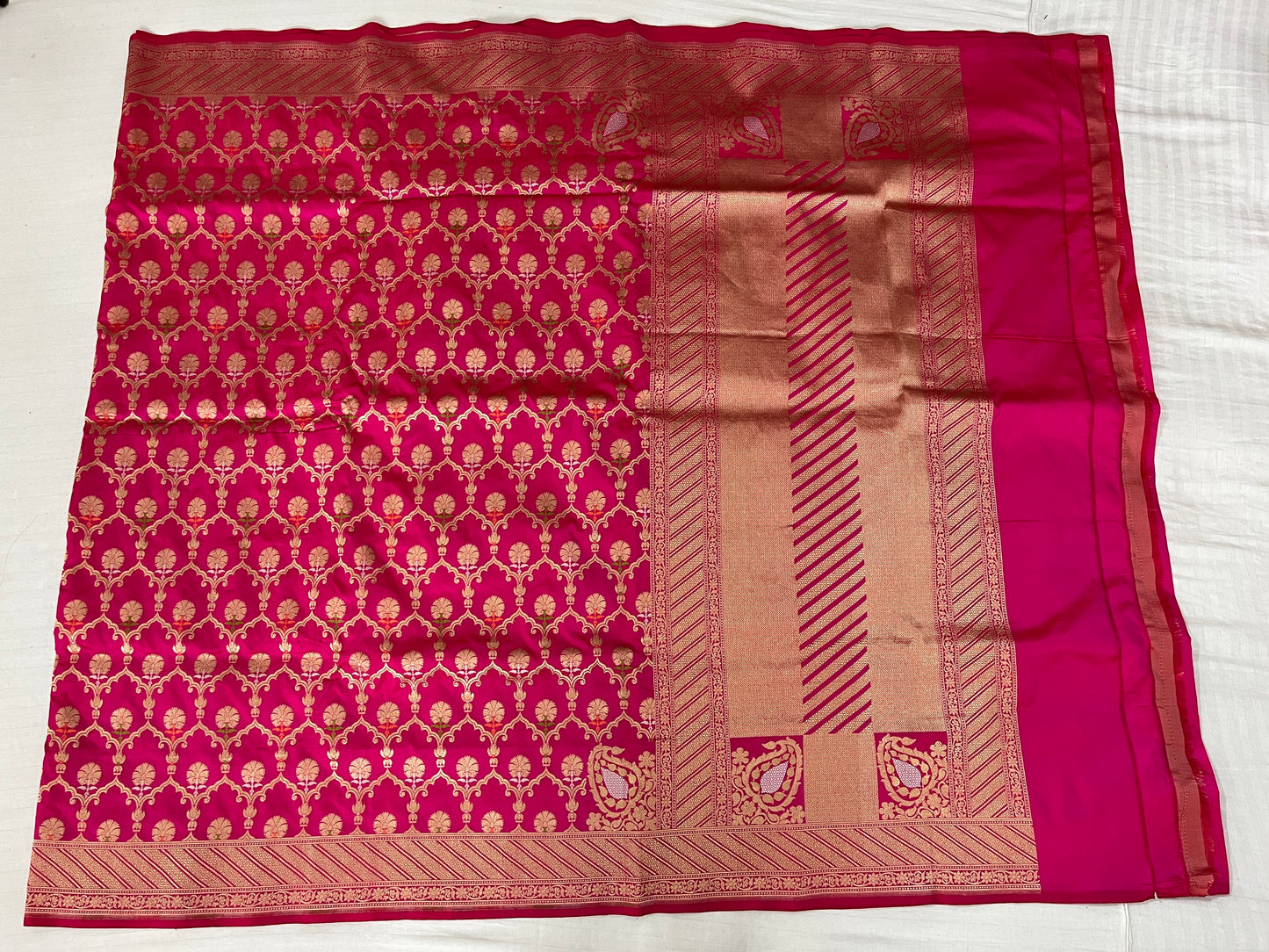 Rani Pink Silk Katan Jaal Saree