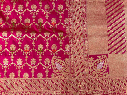 Rani Pink Silk Katan Jaal Saree