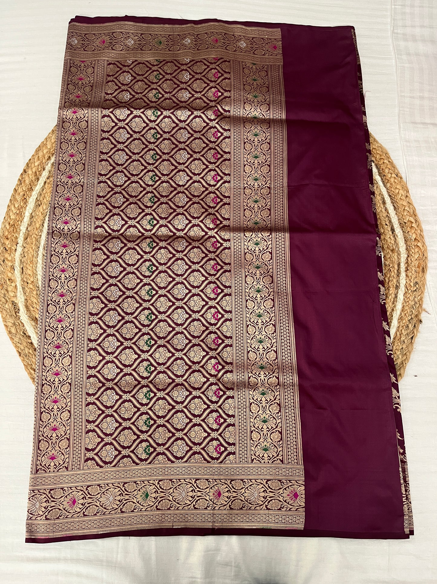 Wine Colour Katan Silk Saree