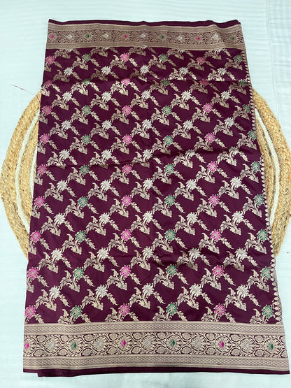 Wine Colour Katan Silk Saree