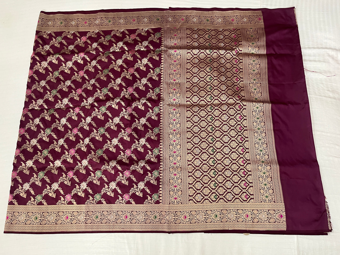 Wine Colour Katan Silk Saree