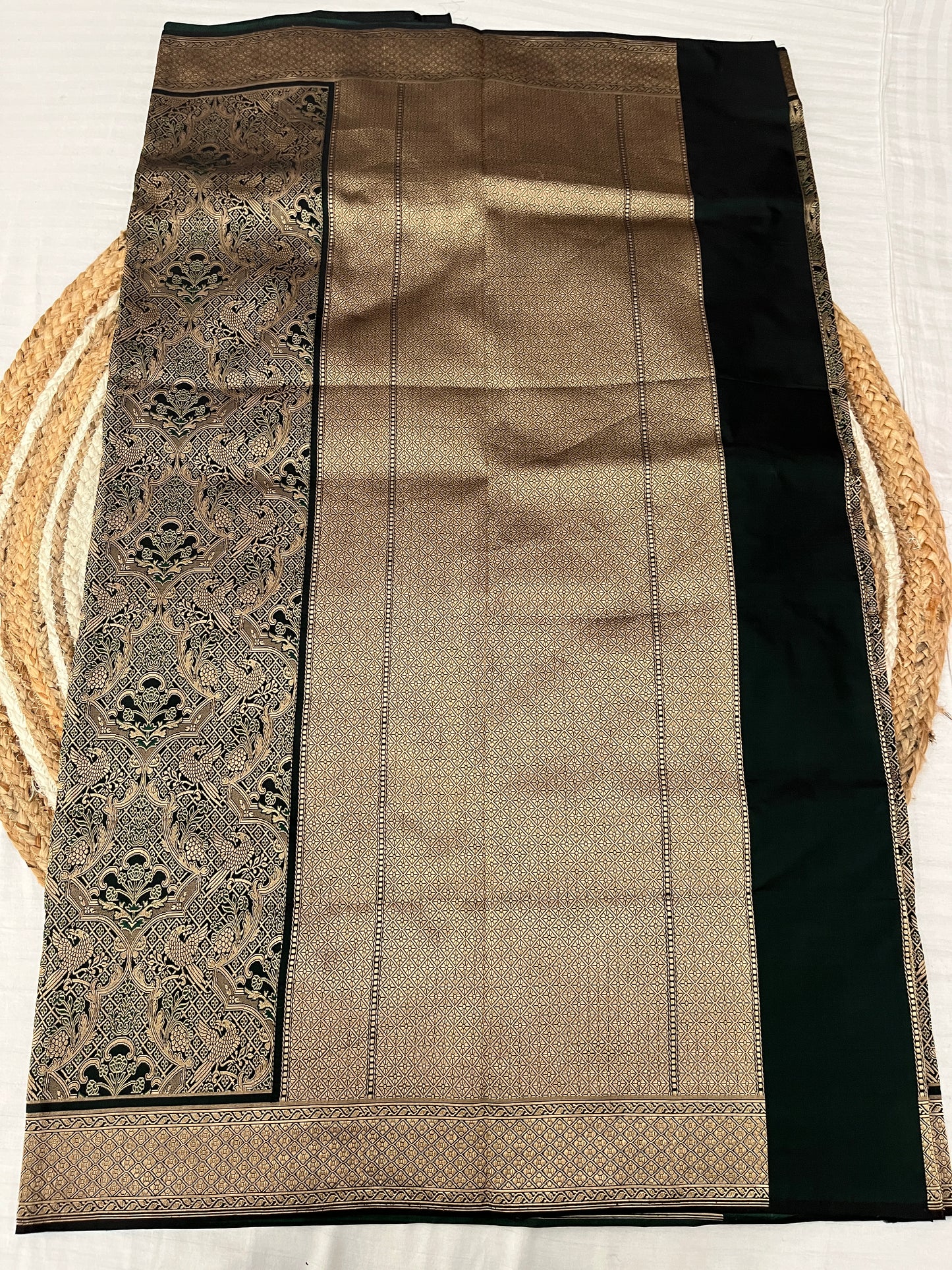 Dark Green Katan Silk Saree