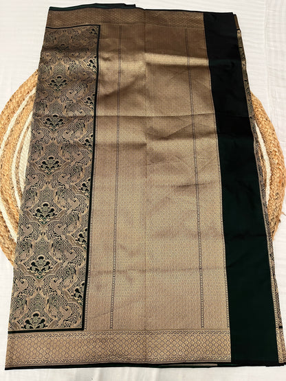 Dark Green Katan Silk Saree