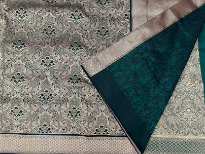 Dark Green Katan Silk Saree