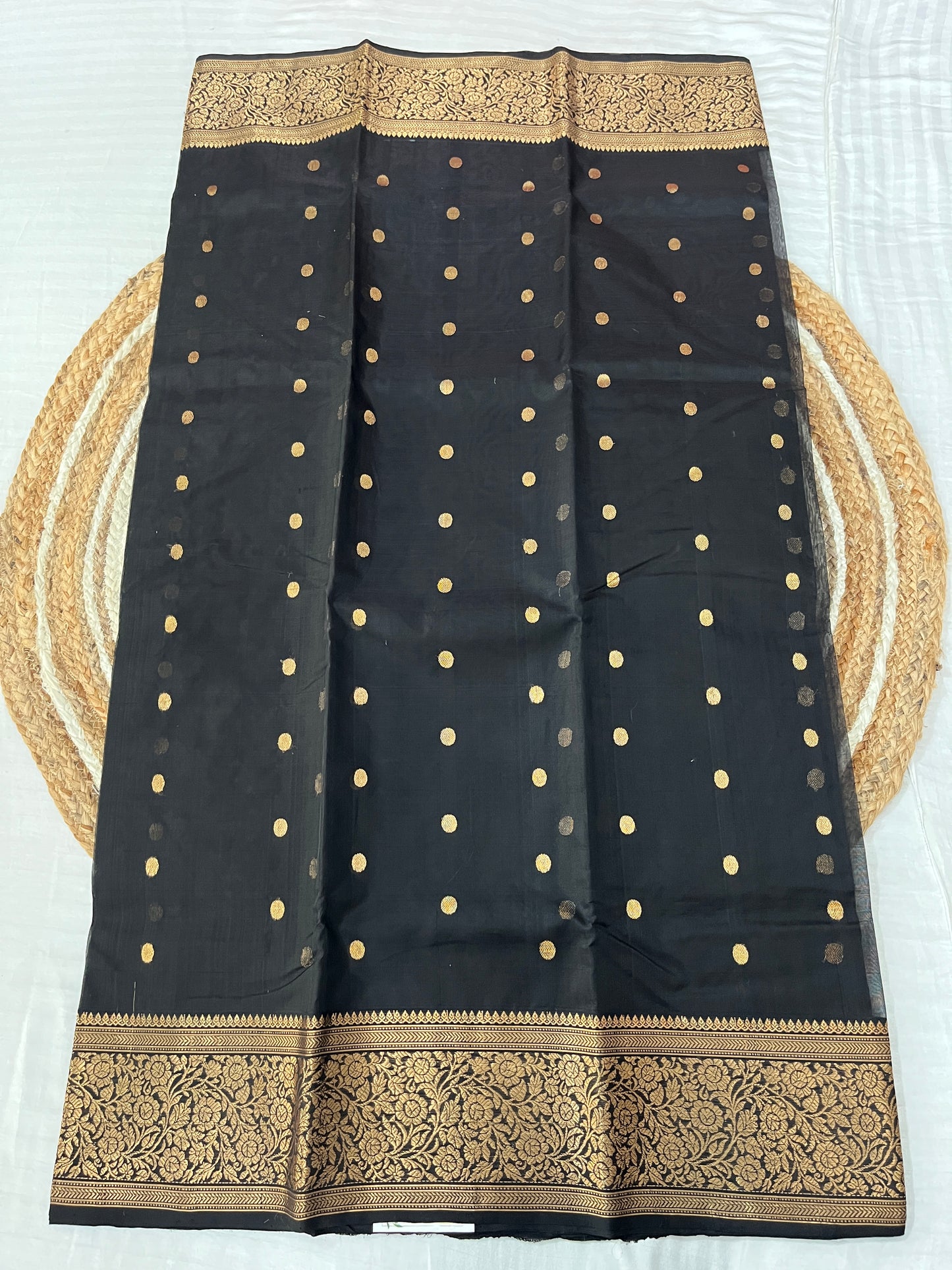 Black Chanderi Kagan Silk Saree