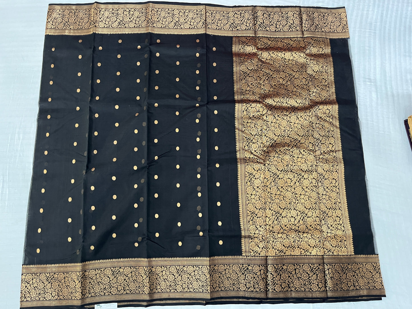 Black Chanderi Kagan Silk Saree