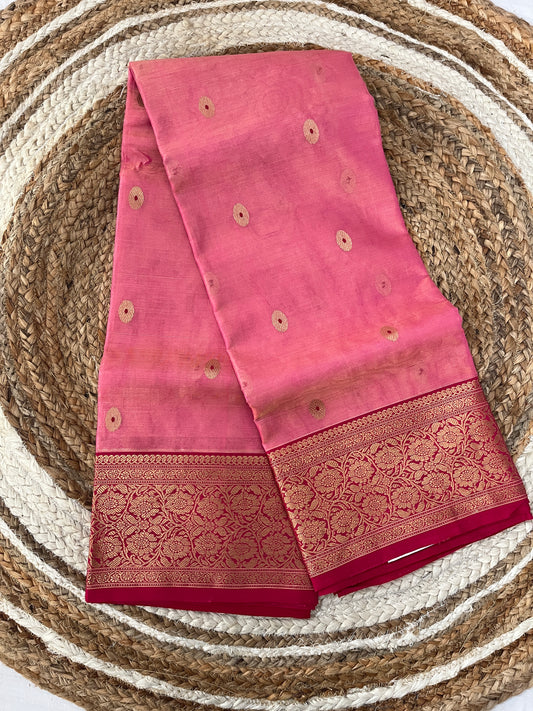 Pink Silk Katan Tissue Saree