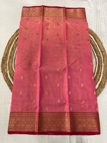 Pink Silk Katan Tissue Saree