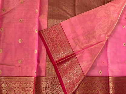 Pink Silk Katan Tissue Saree