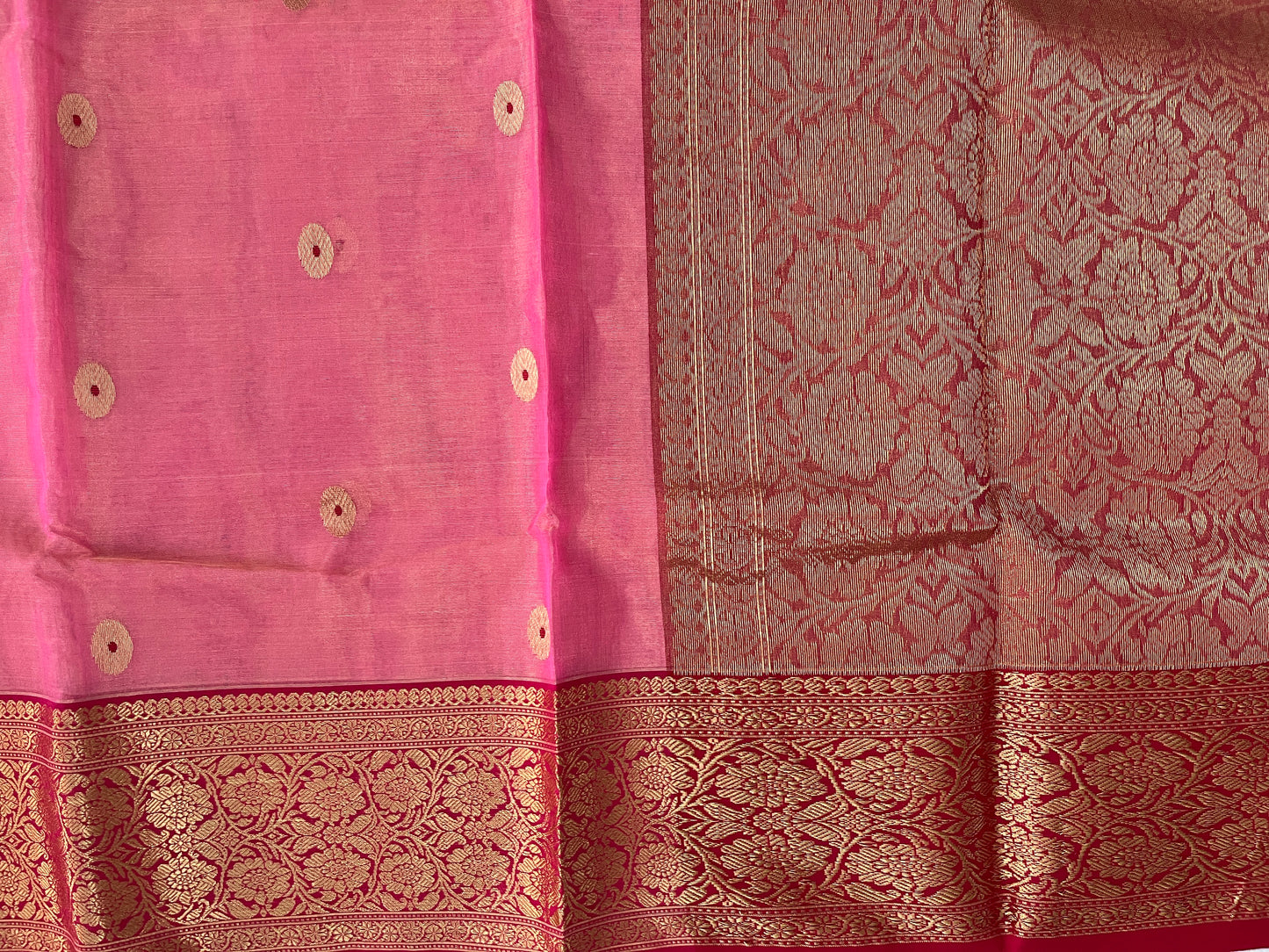 Pink Silk Katan Tissue Saree